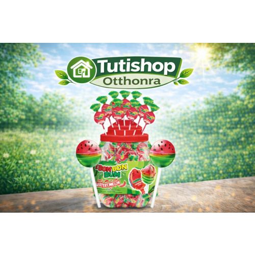 Bon bon bum Watermelon 17g Görögdinnye ízű keménycukorka rágógumi töltelékkel