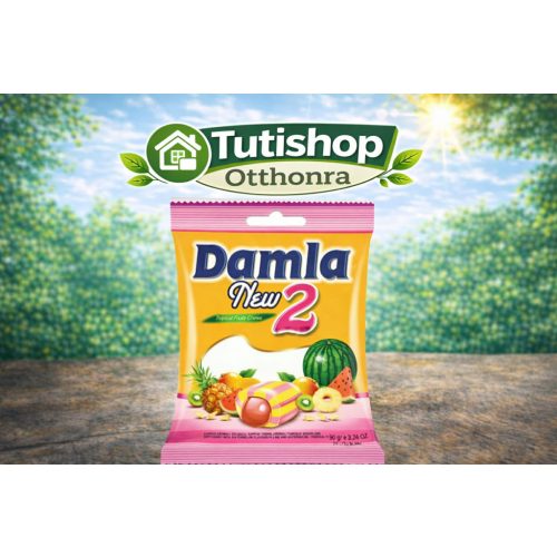 Damla New 2 Fruit 90g Görögdinnye ízű töltelékkel töltött, görögdinnye és trópusi gyümölcs ízű puhakaramella
