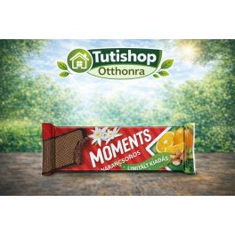   Moments Narancsos álom 45g Kakaós bevonómasszába mártott, narancsos-mandulás ízű krémmel töltött ostyaszelet