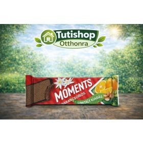   Moments Narancsos álom 45g Kakaós bevonómasszába mártott, narancsos-mandulás ízű krémmel töltött ostyaszelet
