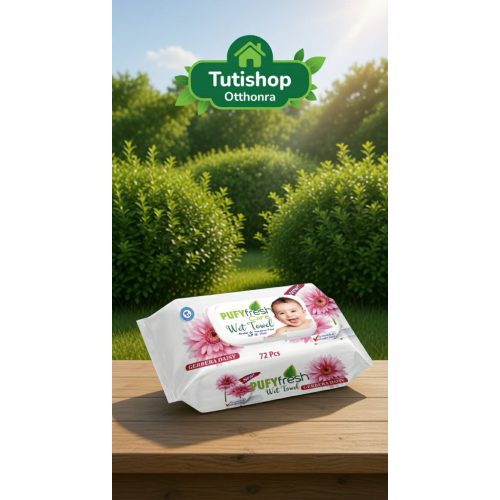 Pufy baby törlőkendő 72db Gerbera műanyag kupakos