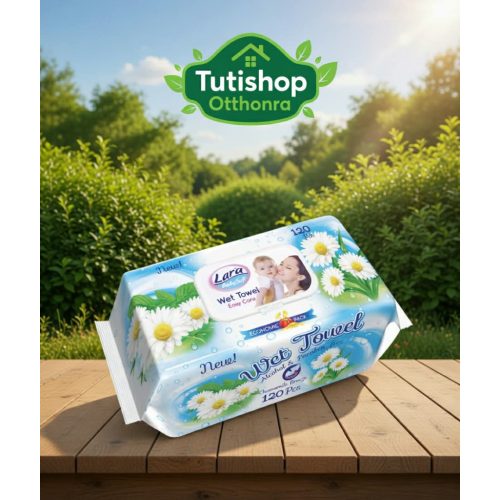 Lara baby soft Chamomile Breeze 120db-os Nedves törlőkendő, műanyag visszazárható fedéllel, alkohol és parabén mentes