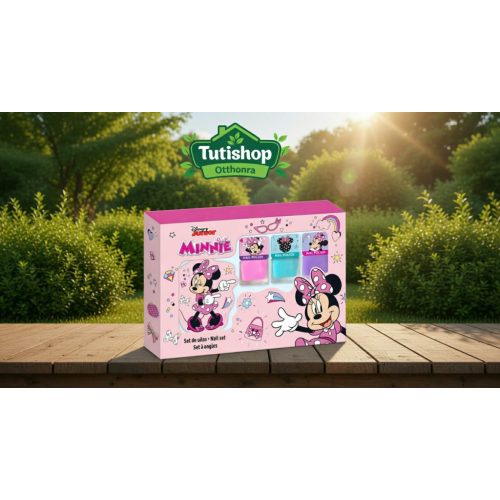 Minnie Mouse körömlakk szett (3db körömlakk, 1db körömmatrica csomag)